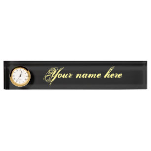 Placa de nombre del escritorio con reloj