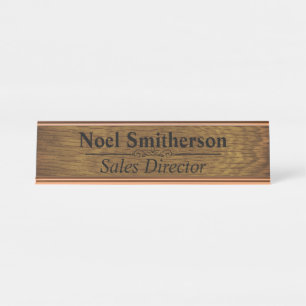 Placa de nombre del escritorio de efectos de mader