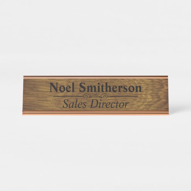 Placa de nombre del escritorio de efectos de mader (Anverso)