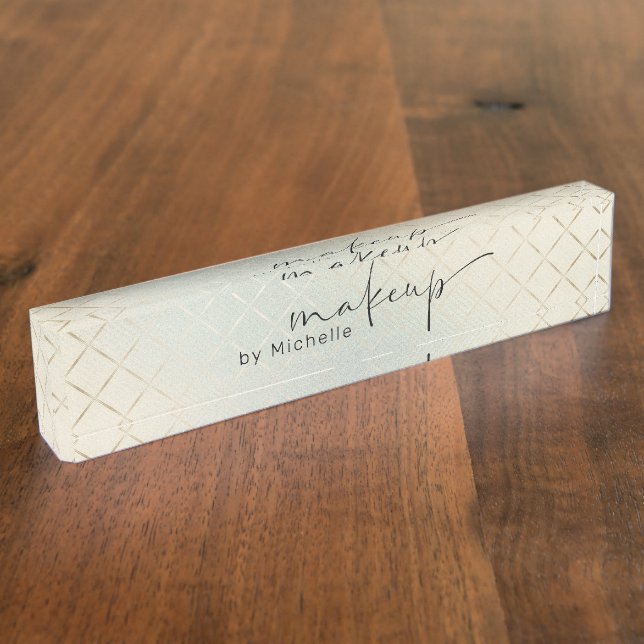 Placa de nombre del escritorio de maquillaje textu (Lateral)