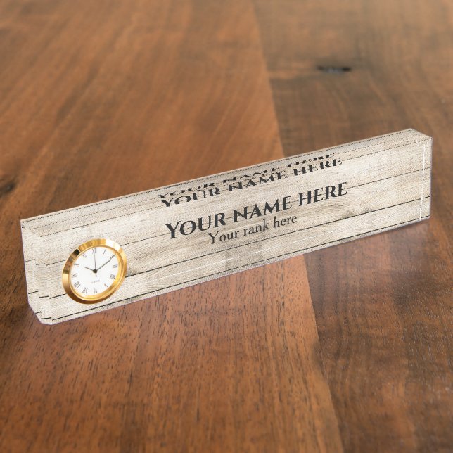 Placa de nombre del escritorio de negocios Rustic  (Lateral)