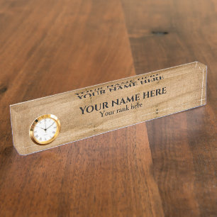 Placa de nombre del escritorio de negocios Rustic 