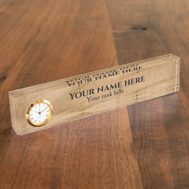 Placa de nombre del escritorio de negocios Rustic  (Lateral)