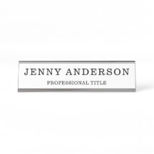 Placa de nombre del escritorio de nombre y nombre