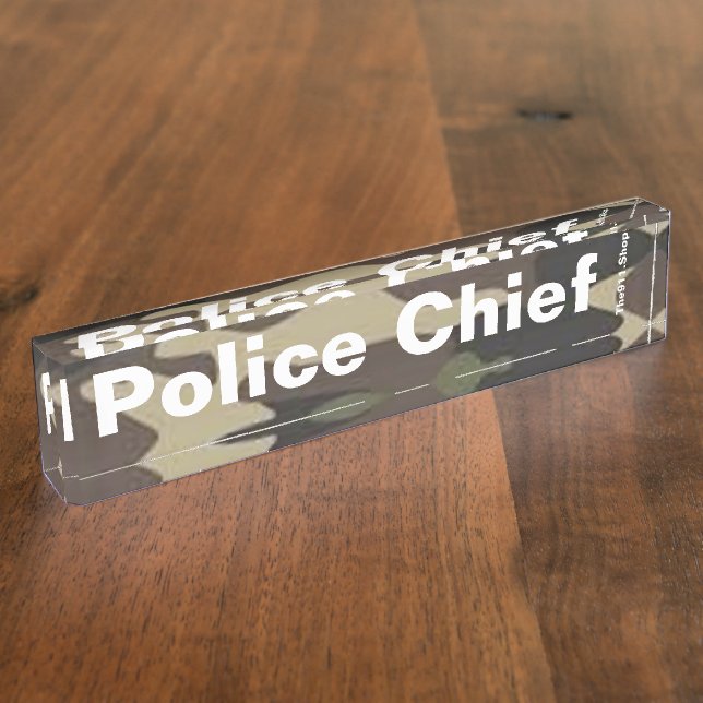 Placa de nombre del escritorio del jefe de policía (Lateral)