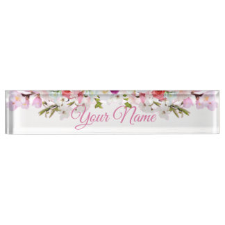 Placa de nombre del escritorio - Flor