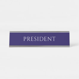 Placa de nombre del presidente azul elegante