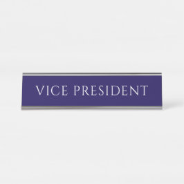 Placa de nombre del vicepresidente azul elegante