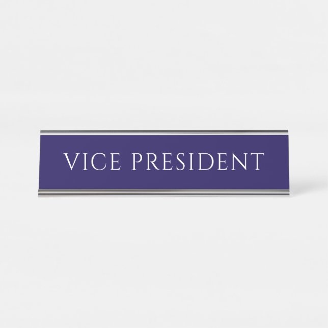 Placa de nombre del vicepresidente azul elegante (Anverso)