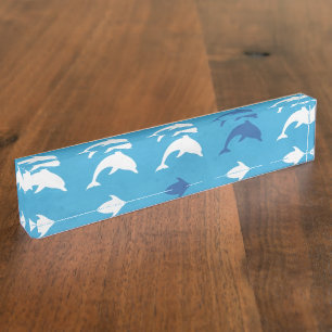Placa De Nombre delfines azules