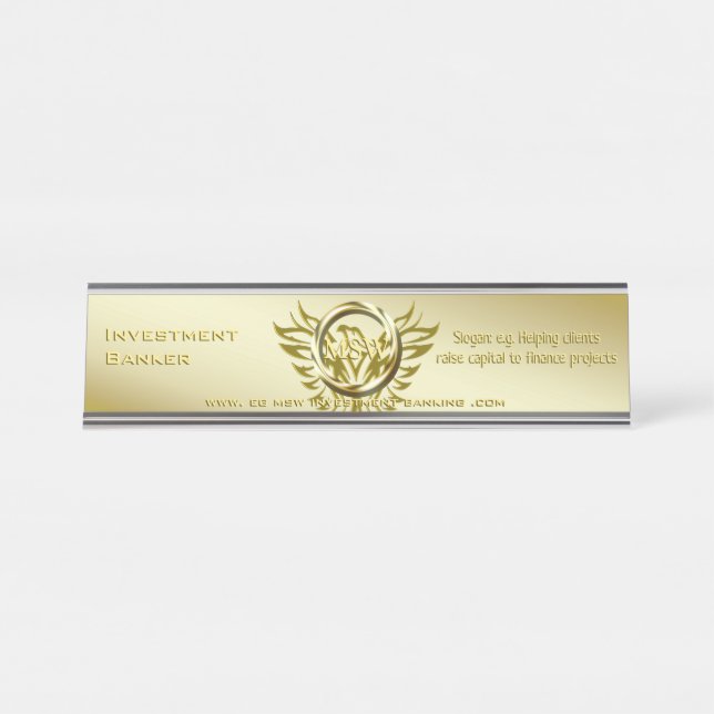 Placa De Nombre Deluxe Gold Ring Eagle Theme para Banquero de Inve (Anverso)