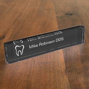 Placa De Nombre Dentista Dental Tema Oficina Platos