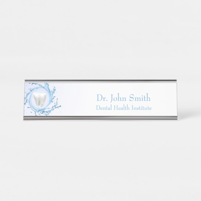 Placa De Nombre Dentista Dental Tooth Water Profesional (Anverso)