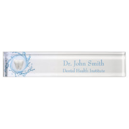 Placa De Nombre Dentista Dental Tooth Water Profesional