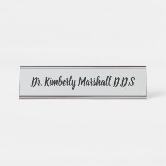 Placa De Nombre Dentista Gray Script
