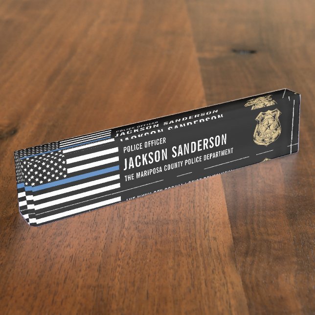 Placa De Nombre Departamento De Policía De La Línea Azul Delgada (Lateral)