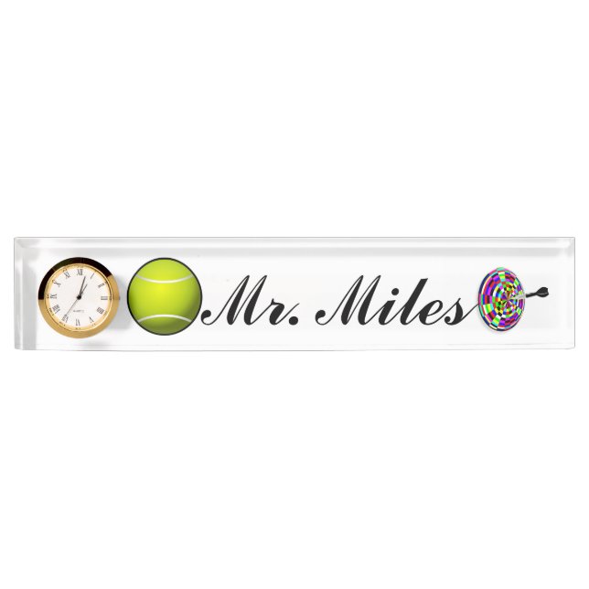 Placa De Nombre Deportes Tenis Darts Office Arte Honor Paz Amor (Anverso)