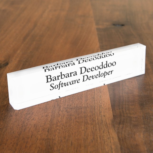 Placa De Nombre Desarrollador de Software Acrílico Blanco (Lateral)