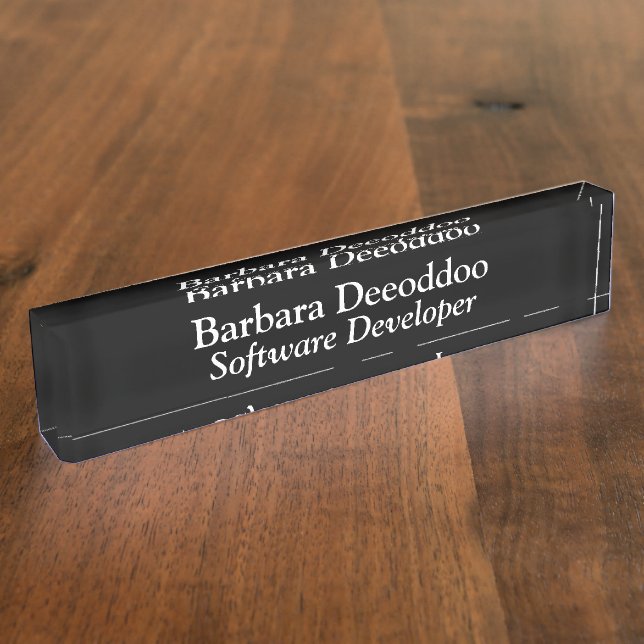 Placa De Nombre Desarrollador de Software Acrílico Negro (Lateral)