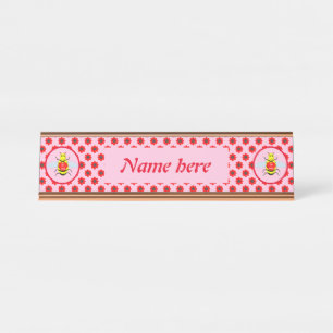 Placa De Nombre Día de San Valentín Cute Bee Personalizado
