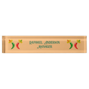 Placa De Nombre Día del Muerto Personalizado Mexicano del Chilis