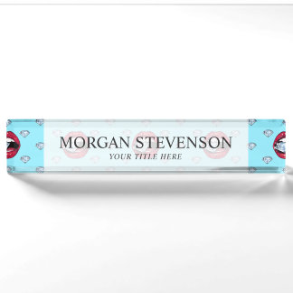 Placa De Nombre Diamante elegante de los labios femenino