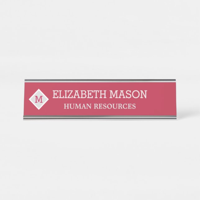 Placa De Nombre Diamante elegante personalizable (Anverso)