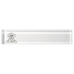 Placa De Nombre Dibujo de perro de peluche dálmata contorno simple