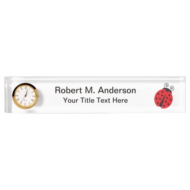 Placa De Nombre Dibujo lindo de la mariquita (Anverso)