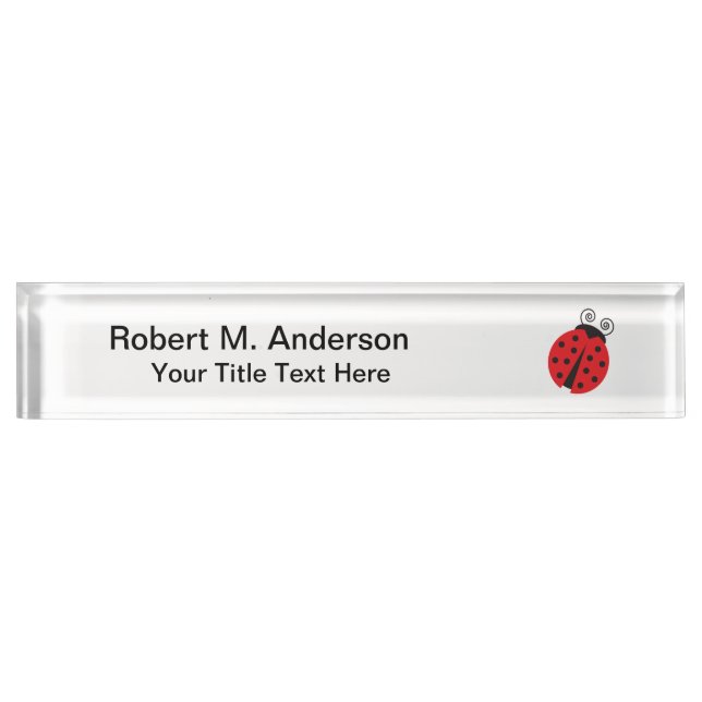 Placa De Nombre Dibujo lindo de la mariquita (Anverso)