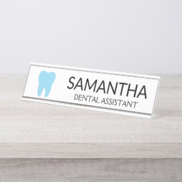 Placa De Nombre Diente azul moderno odontólogo mínimo