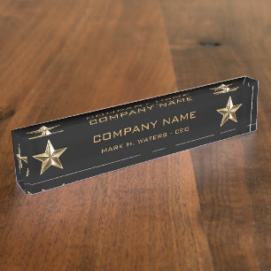 Placa De Nombre Directivo de la empresa de la estrella del oro
