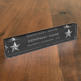 Placa De Nombre Directivo de la empresa de plata de la estrella