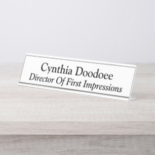 Placa De Nombre Director De Primeras Impresiones Blanco