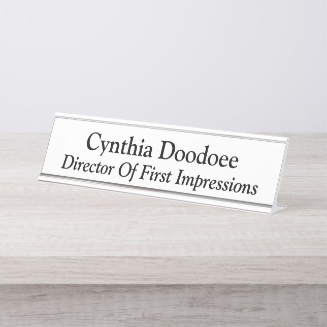 Placa De Nombre Director De Primeras Impresiones Blanco (Anverso)