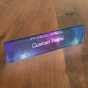 Placa De Nombre Diseño de constelaciones de espacio cósmico abstra