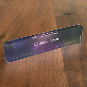 Placa De Nombre Diseño de constelaciones de espacio cósmico abstra