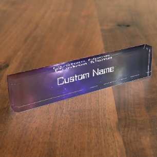 Placa De Nombre Diseño de constelaciones de espacio cósmico abstra