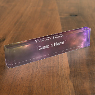 Placa De Nombre Diseño de constelaciones del espacio cósmico abstr