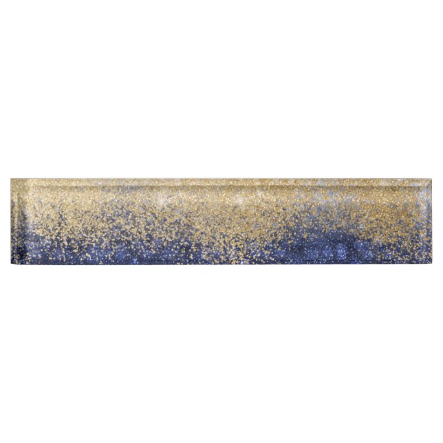 Placa De Nombre Diseño de lujo Ombre Purpurina Ombre y Blue (Anverso)
