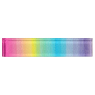 Placa De Nombre Diseño del arco iris de la acuarela