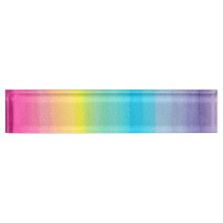 Placa De Nombre Diseño del arco iris de la acuarela