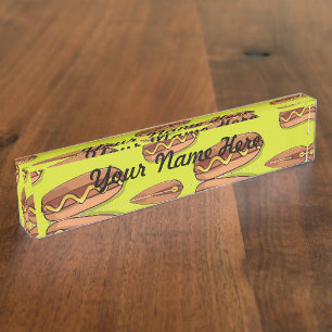 Placa De Nombre Diseño divertido de la comida de perrito caliente