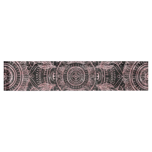 Placa De Nombre Diseño elegante Boho Rosa Gold Grey Mandala (Anverso)