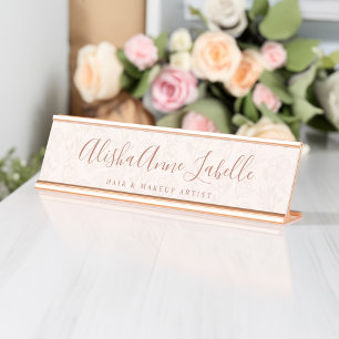 Placa De Nombre Diseño elegante y moderno Rubor color rosa
