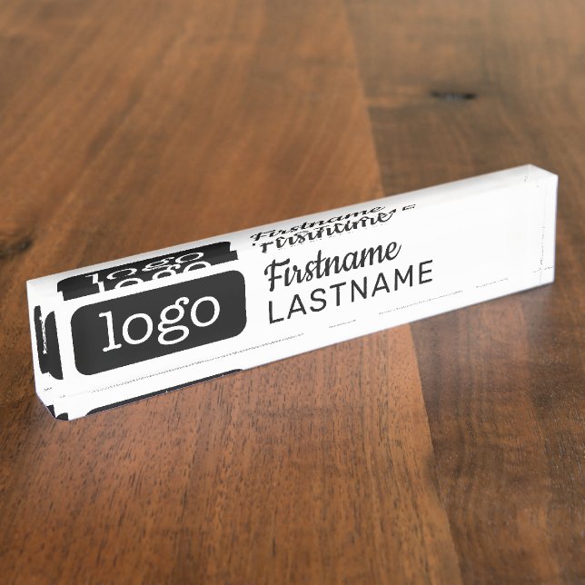 Placa De Nombre Diseño empresarial básico con logotipo y empleado