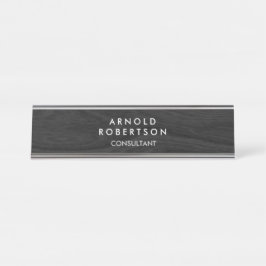 Placa De Nombre Diseño moderno elegante del suelo de madera gris m