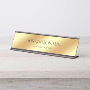 Placa De Nombre Diseño simple moderno de la plantilla del oro