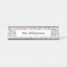 Placa De Nombre Diversión del icono del doodle del profesor