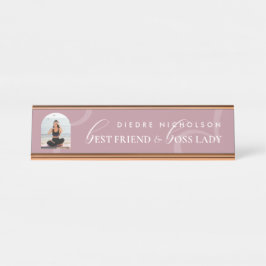 Placa De Nombre Diviértete con la Mejor Amiga y Jefa Galentines Li